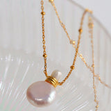 Perfume Bottle Shape Chain Pearl Necklace