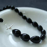 Water Drop Black Agate Beaded Choker Necklace