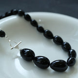 Water Drop Black Agate Beaded Choker Necklace