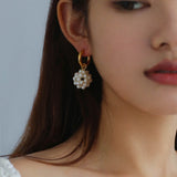 Hand-woven Spherical Pearl Earrings