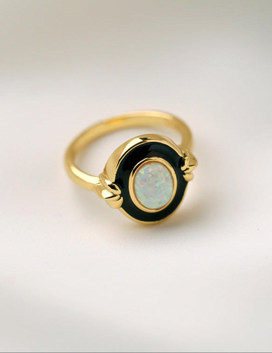 Vintage S925 Silver Synthetic Gemstone Ring - Gembea Jewelry