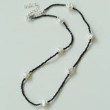 Small Petal Baroque Black Pointed Crystal Necklace