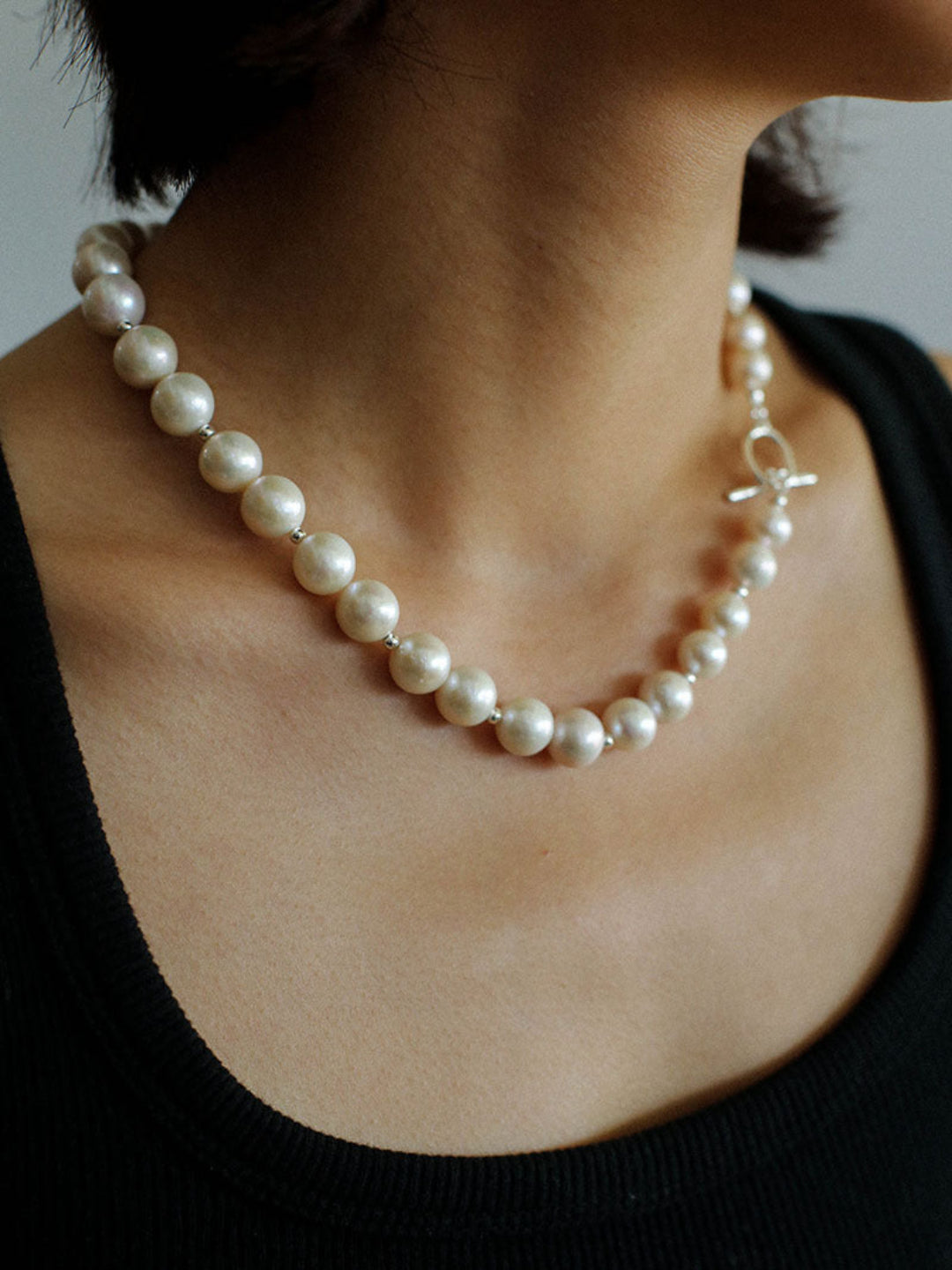 Round Baroque Pearl Beaded Necklace