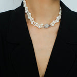 Hand Woven Winding Rice Bead Pearl Choker Necklace