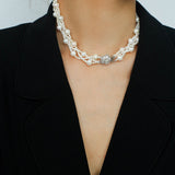 Hand Woven Winding Rice Bead Pearl Choker Necklace