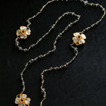 Classic White crystal Four-leaf Clover Long Necklace