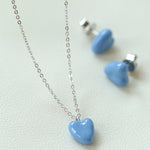 Blue Enamel Heart-shaped Necklace-Gembea Jewelry