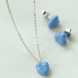 Blue Enamel Heart-shaped Necklace-Gembea Jewelry