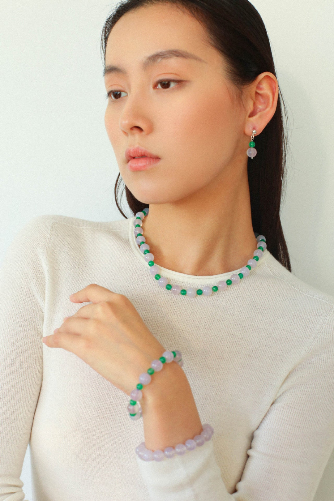 Spring Heartbeat Green Agate Necklace