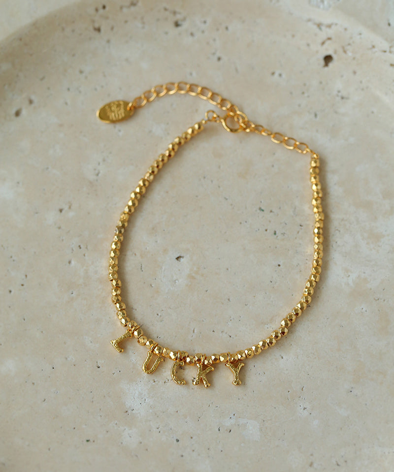 Laser Bead Lucky Letter Bracelet-Gembea Jewelry