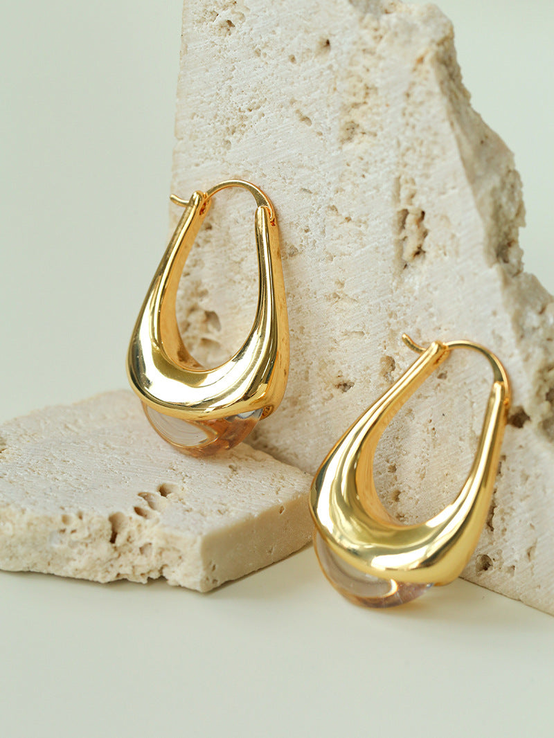 Water Drop Crystal Black Agate Earrings-Gembea Jewelry