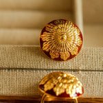 Enamel Glaze Round Chrysanthemum Ring