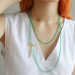 Sea's Embrace Green Agate Aquamarine Necklace