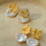 Foil Petals Baroque Stud Earrings