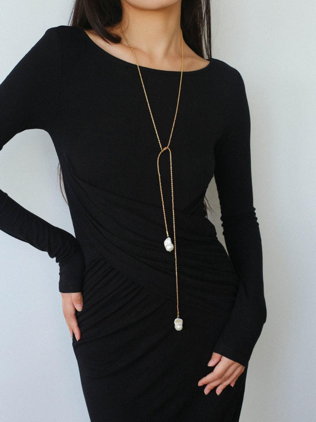 Twist Chain Baroque Pearl Necklace - Gembea Jewelry