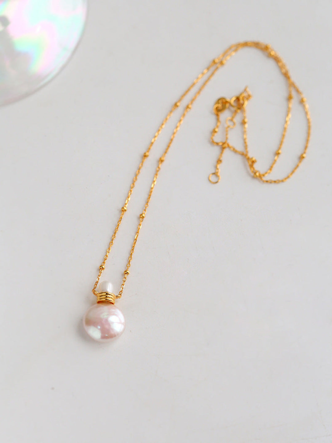 Perfume Bottle Shape Chain Pearl Necklace