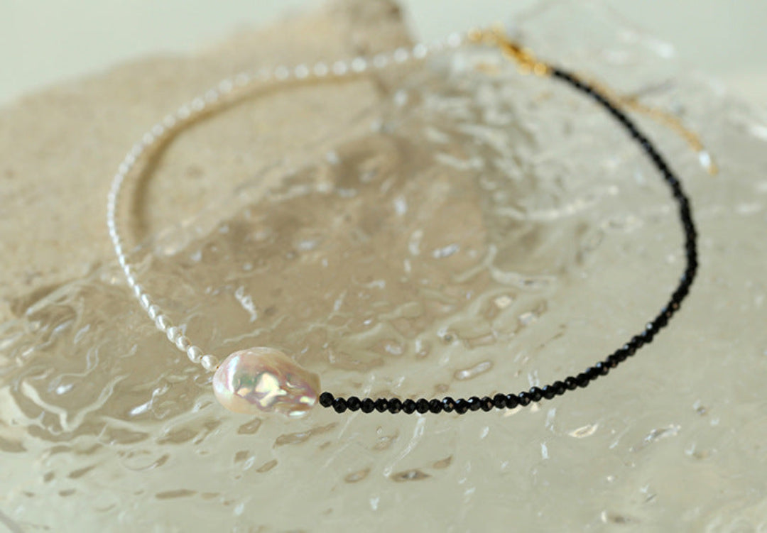 Gembea Jewelry Baroque Pearl Black Spinel Necklace