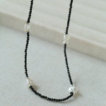 Small Petal Baroque Black Pointed Crystal Necklace