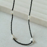 Small Petal Baroque Black Pointed Crystal Necklace