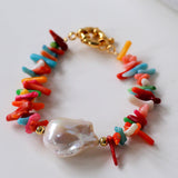 Vacation Artificial Colored Gemstone Baroque Pearl Bracelet