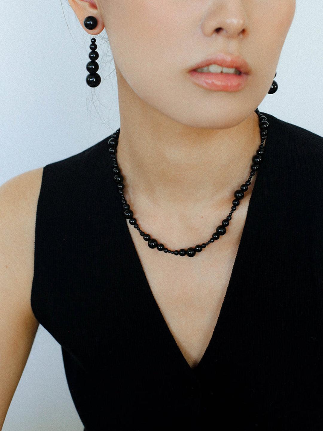 Graded Black and Red Agate Drop Earrings - Gembea Jewelry