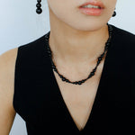 Graded Black and Red Agate Drop Earrings