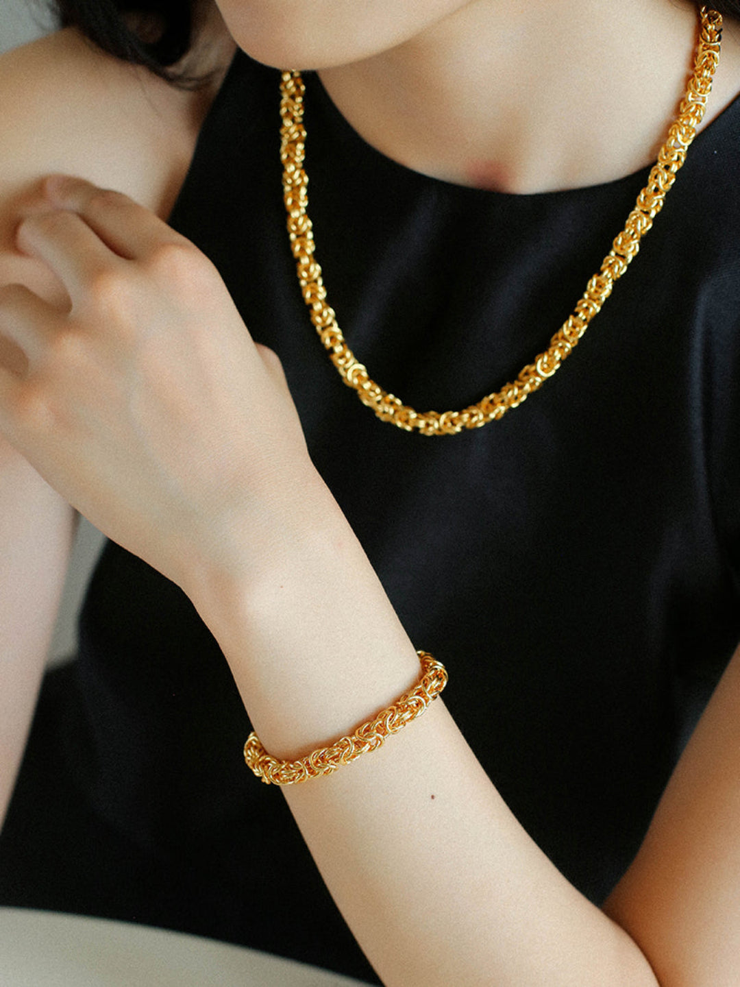 Thick Gold and Silver Chain Bracelet