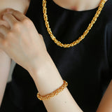 Thick Gold and Silver Chain Bracelet