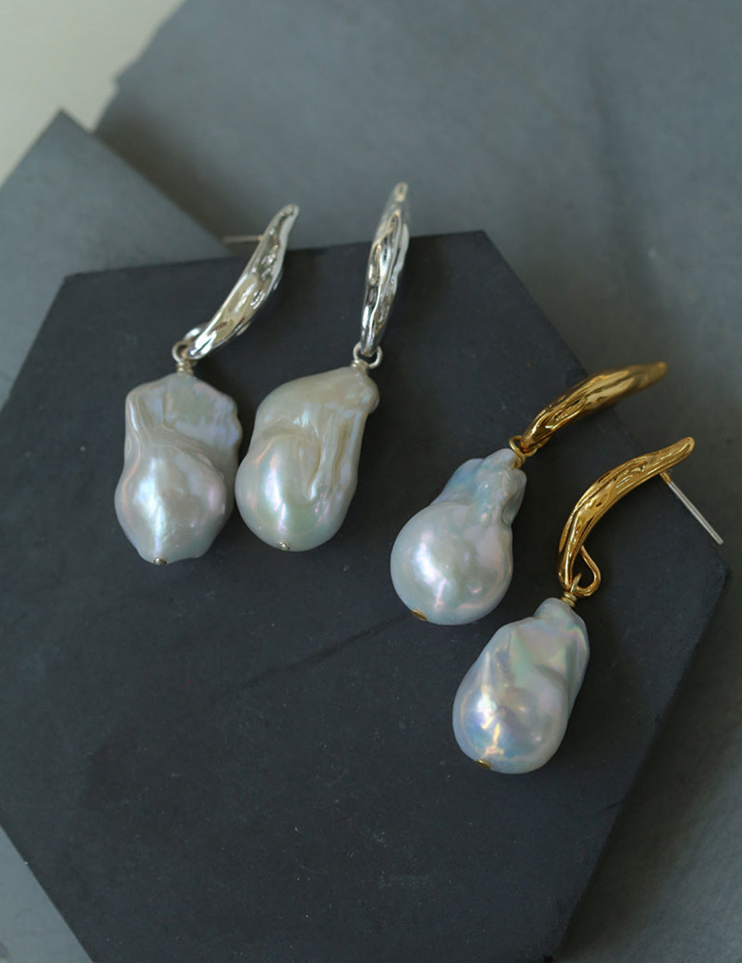 Willow Leaf Baroque Pearl Drop Earrings