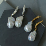 Willow Leaf Baroque Pearl Drop Earrings