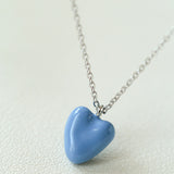 Blue Enamel Heart-shaped Necklace-Gembea Jewelry