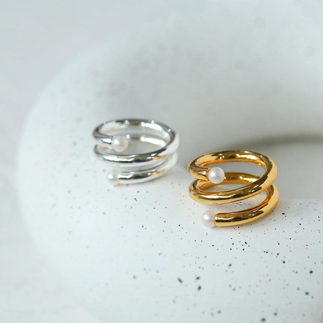 Multi-layer Spiral Pearl Open Ring - Gembea Jewelry