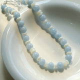Gembea Jewelry Aquamarine White Scallop Beaded Necklace