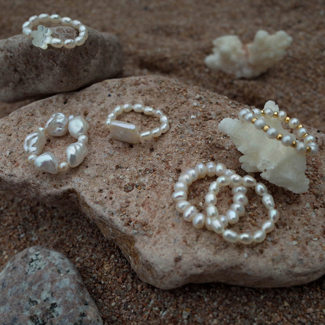 Gembea Jewelry Elastic Irregular Pearl Ring