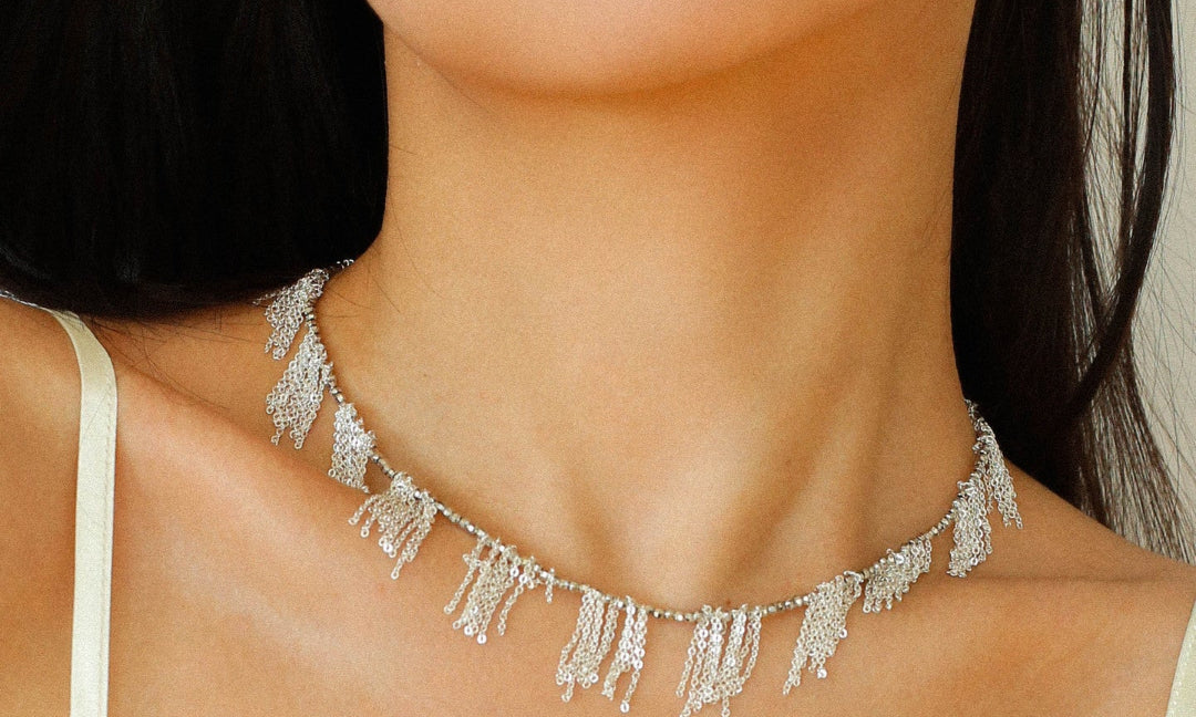 Disco Dancing Silver Tassel Necklace