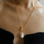 Willow Leaf Baroque Pearl Pendant Necklace