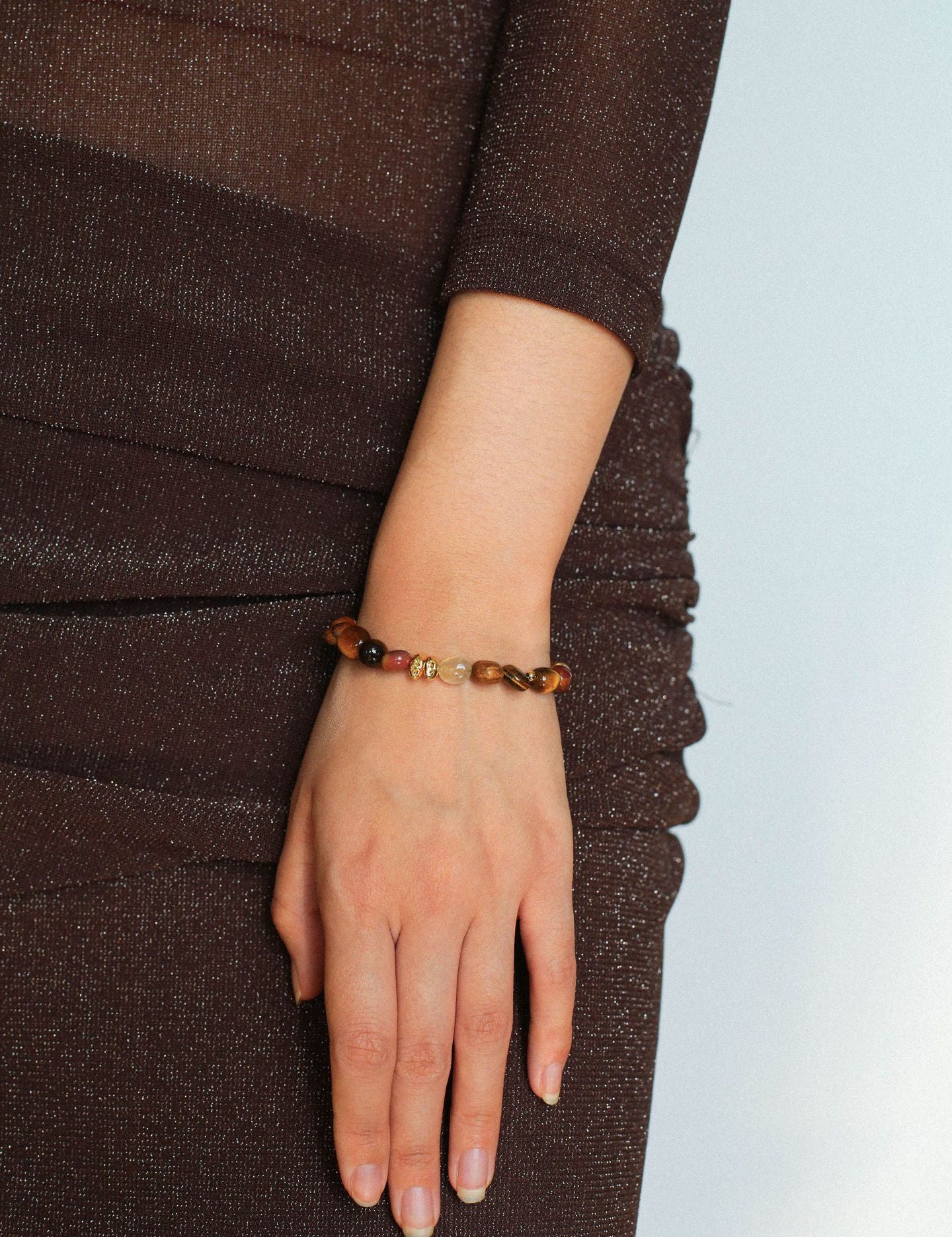 Tiger's Eye Stone Beaded Bracelet-Gembea Jewelry