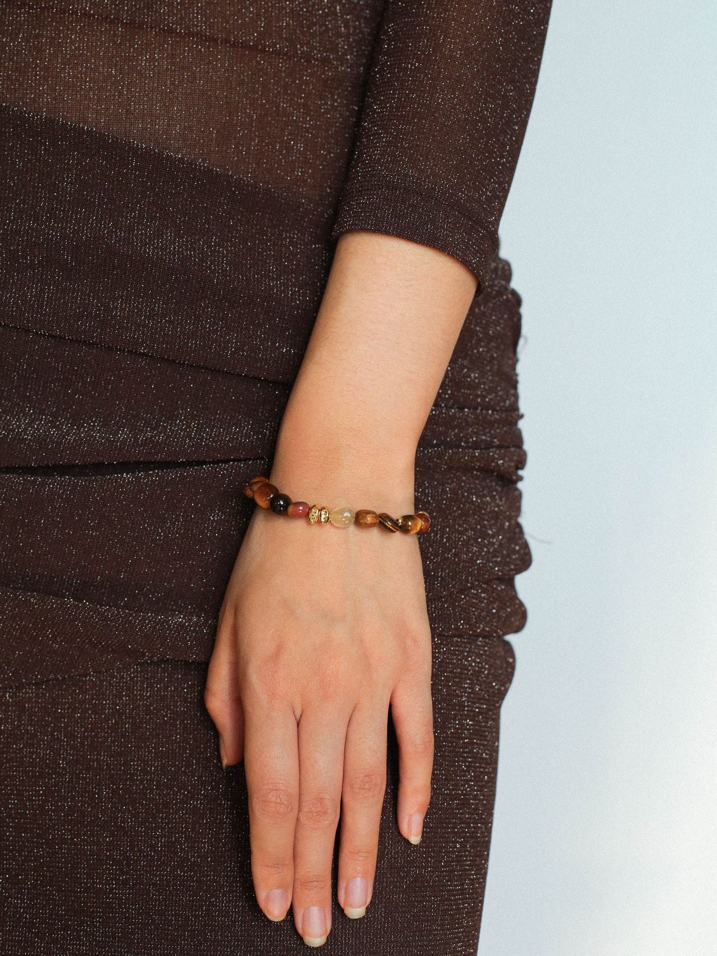 Tiger's Eye Stone Beaded Bracelet-Gembea Jewelry