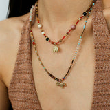 Summer Elephant Pendant Stone Beaded Necklace-Gembea Jewelry