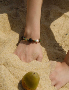 Black Agate Tiger-eye Stone Beaded Bracelet