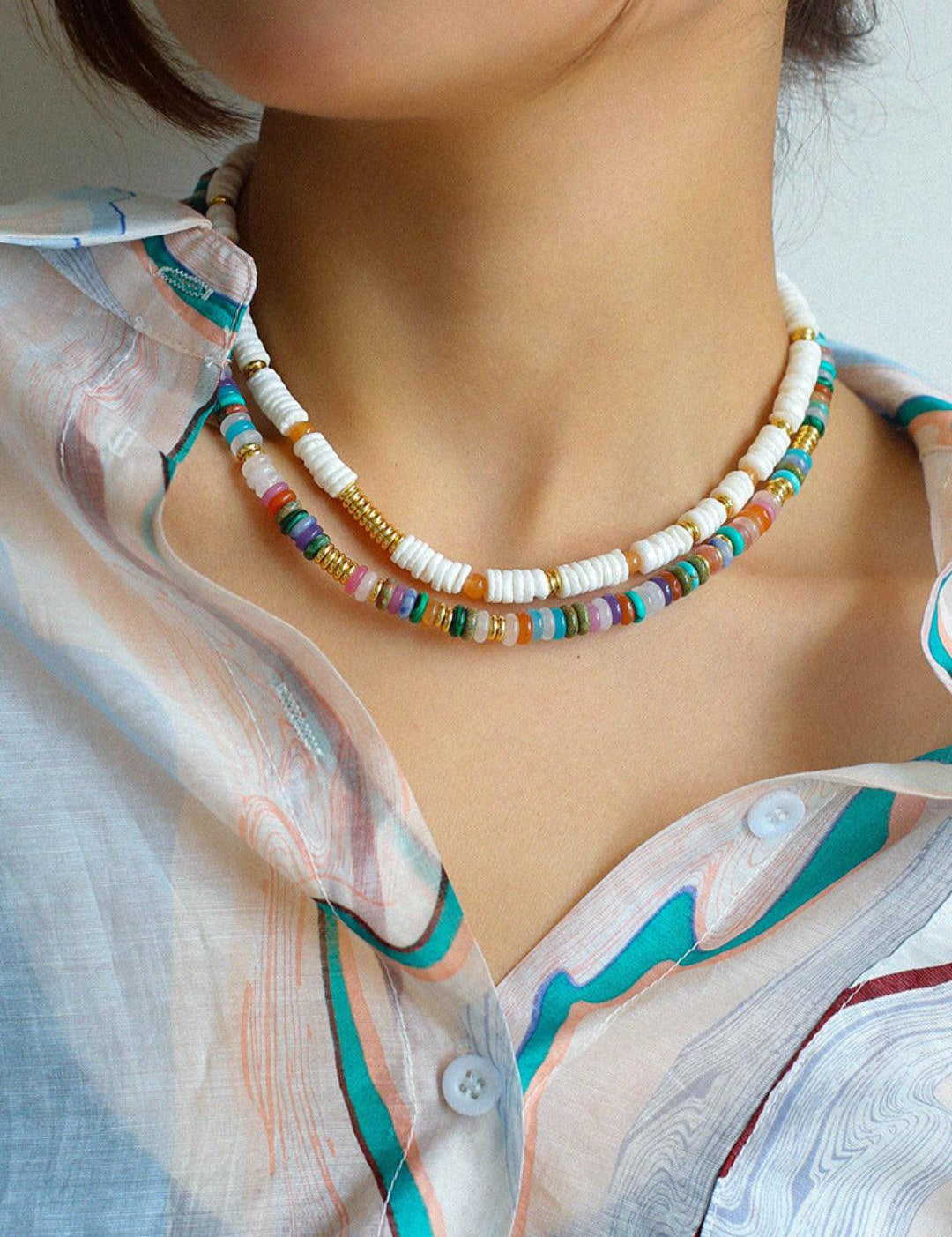 Sea's Embrace Series Stone Shell Necklace - Gembea Jewelry