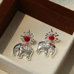 Sun Elephant Gold Silver Drop Earrings-Gembea Jewelry