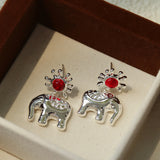 Sun Elephant Gold Silver Drop Earrings-Gembea Jewelry