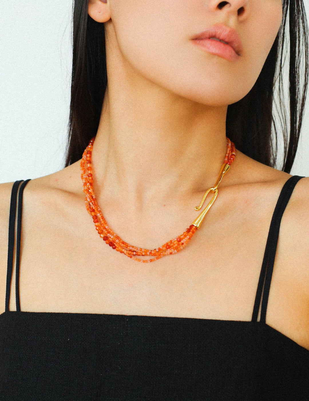 Gembea Jewelry Mini Green Orange Agate Necklace