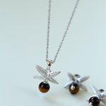 Silver Chain Tiger's Eye Pendant Necklace-Gembea Jewelry