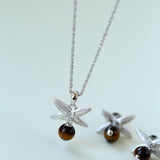 Silver Chain Tiger's Eye Pendant Necklace-Gembea Jewelry