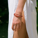 Primary Red Agate Round Beaded Bracelet