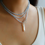 Sea's Embrace Green Agate Aquamarine Necklace