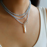 Sea's Embrace Green Agate Aquamarine Necklace