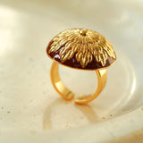 Enamel Glaze Round Chrysanthemum Ring